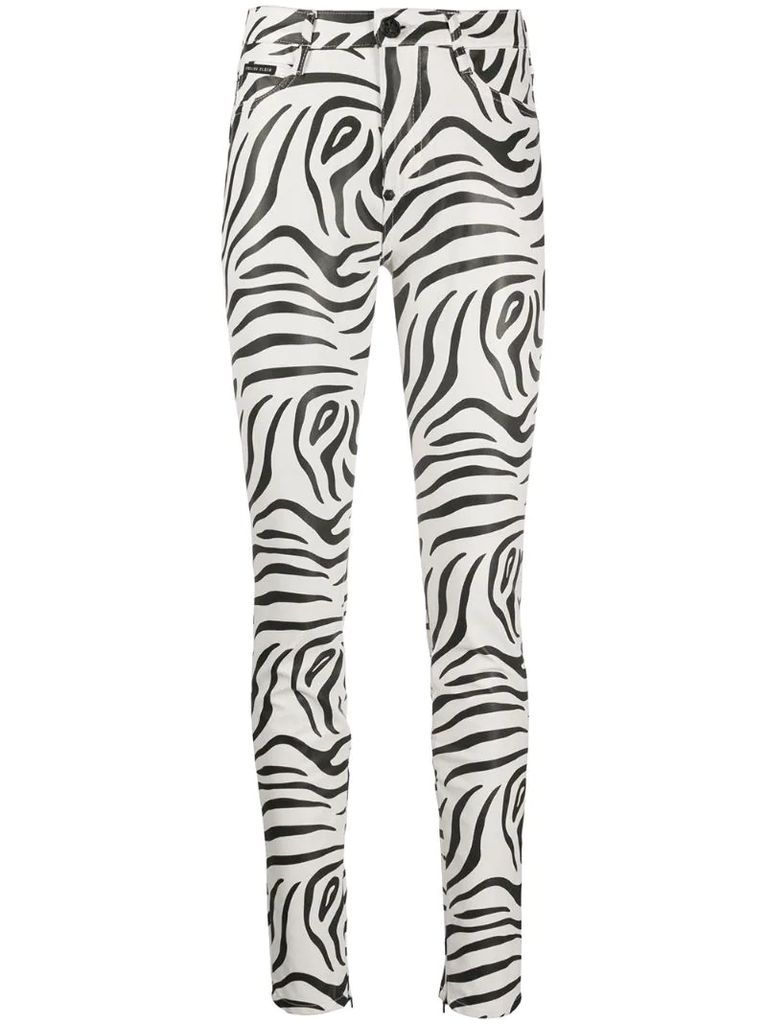 high-waisted zebra print trousers