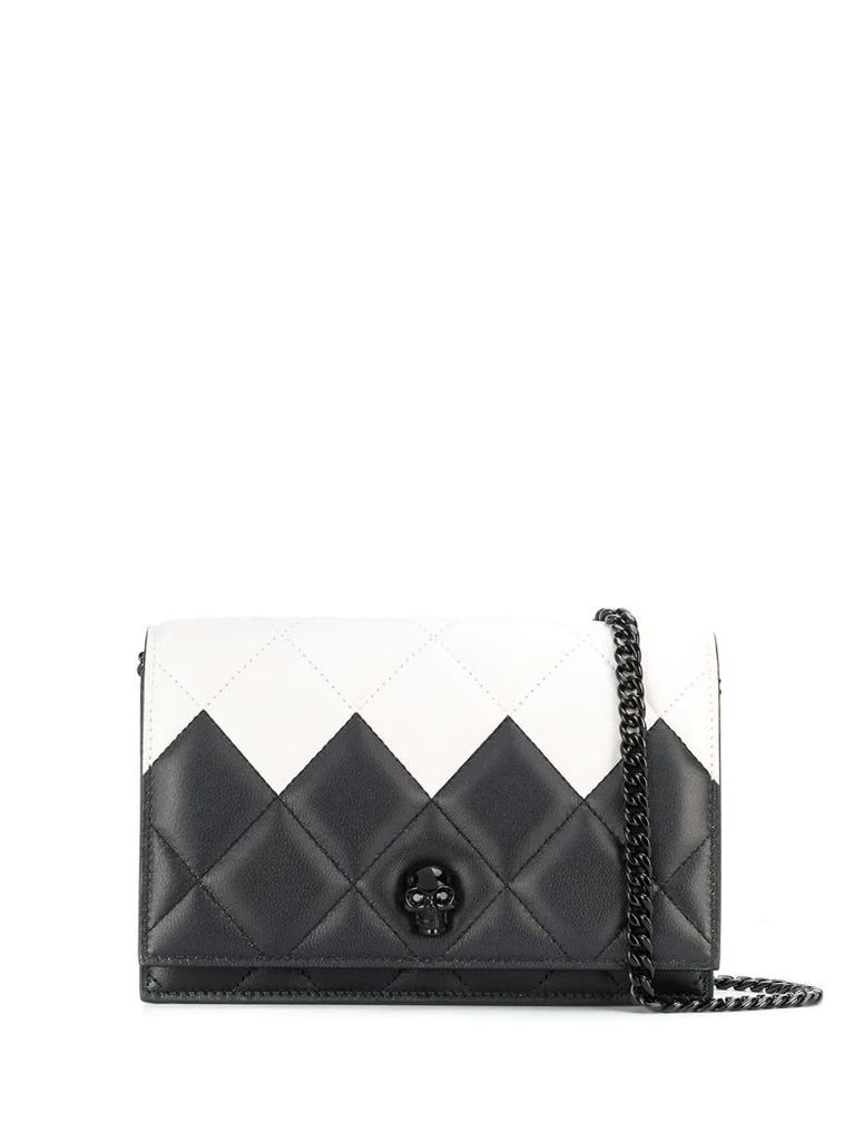 two-toned quilted crossbody bag