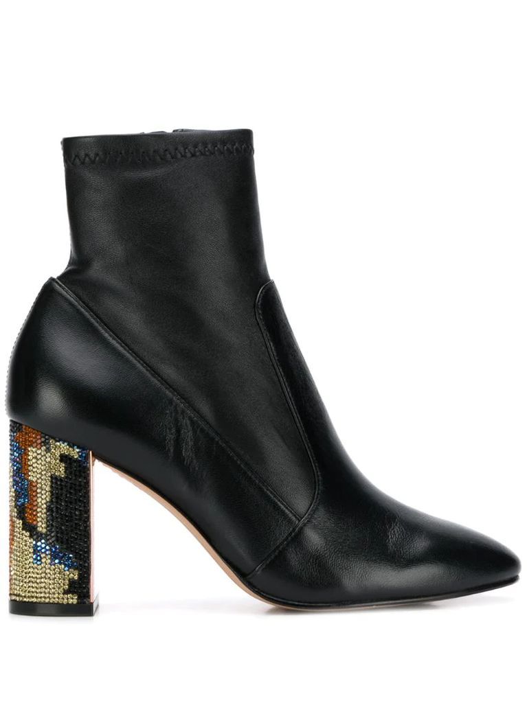 embellished-heel ankle boots
