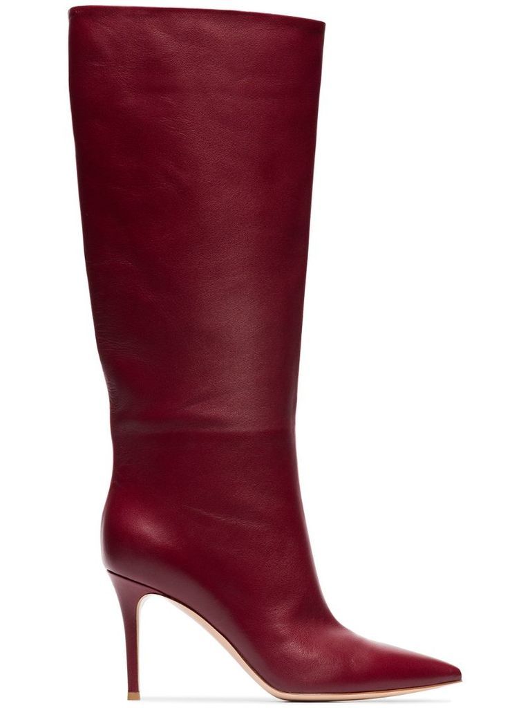 burgundy Suzan 85 leather slouch boots