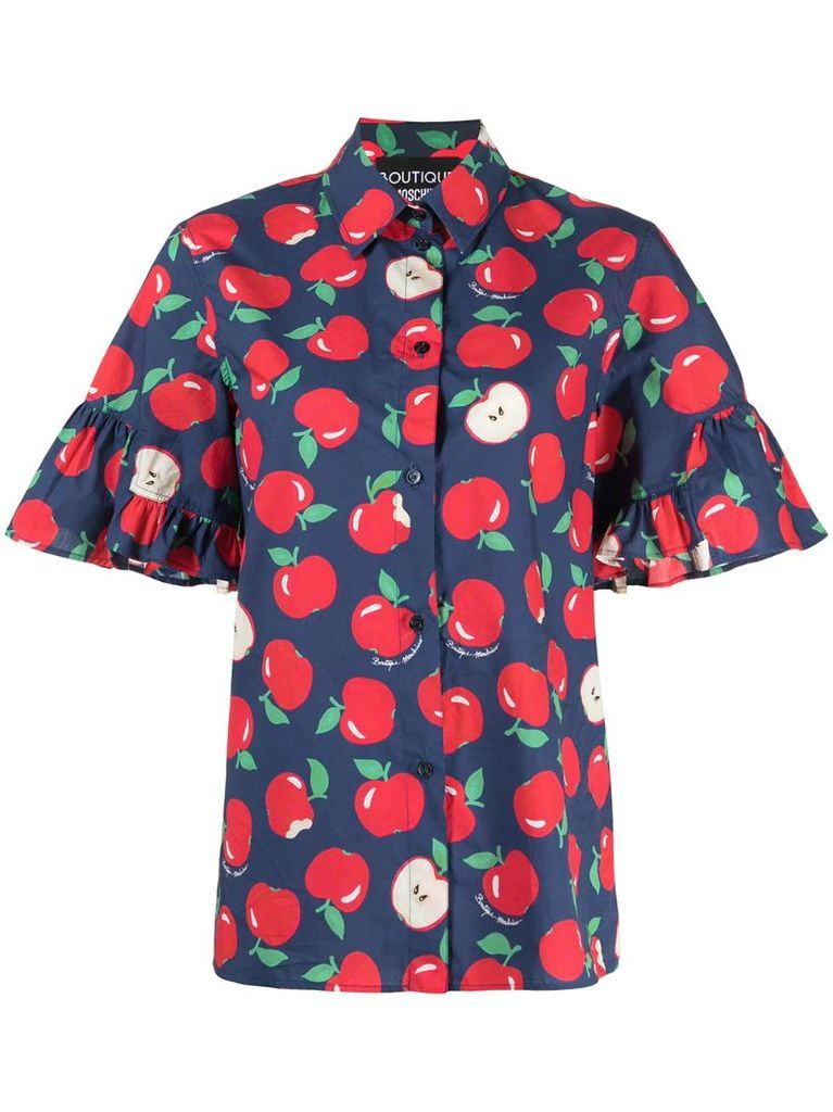 apple-print cotton shirt