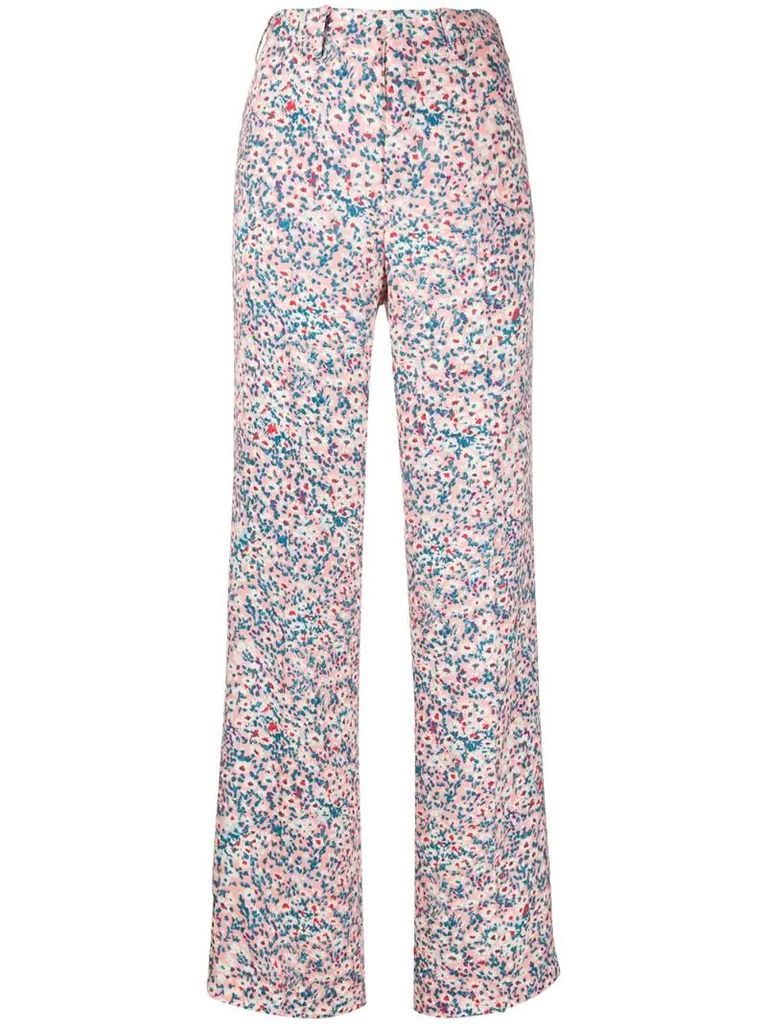 daisy print wide-leg trousers