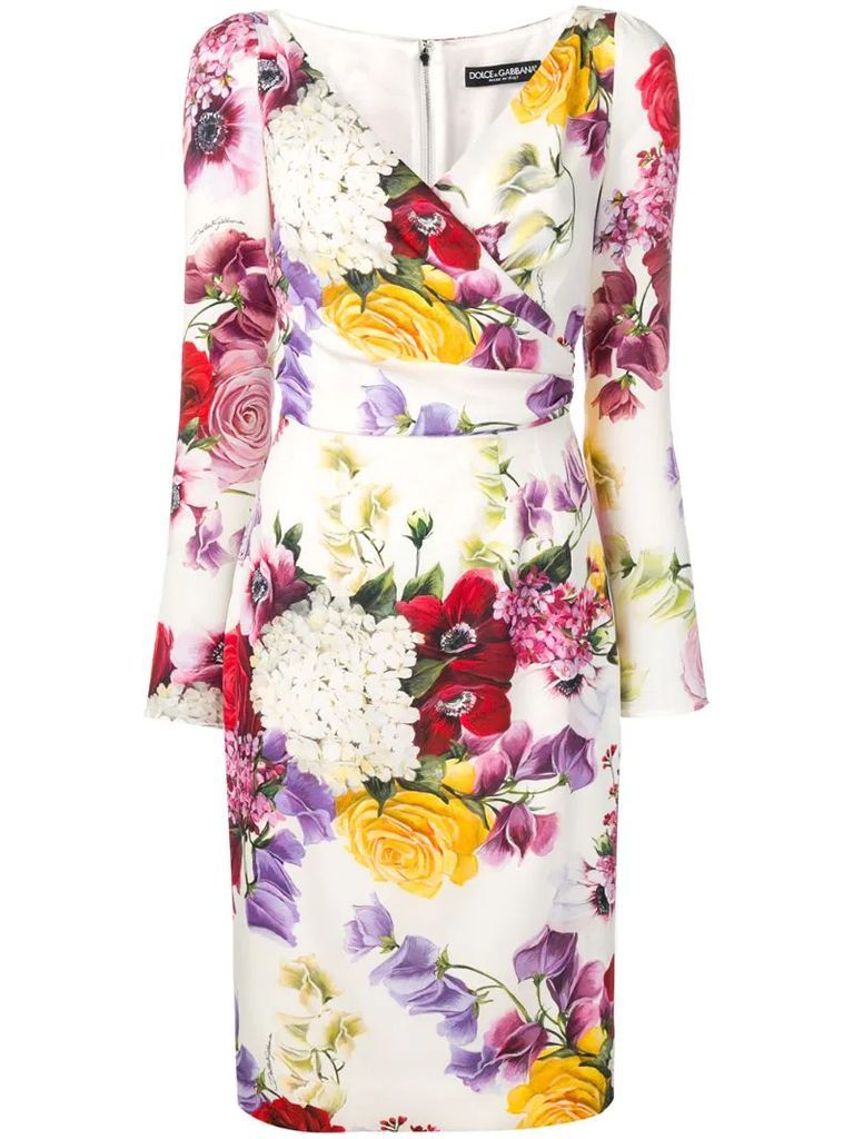 floral print long-sleeve dress