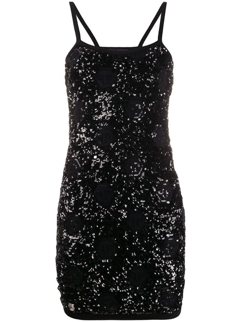 sequin embroidered cocktail dress
