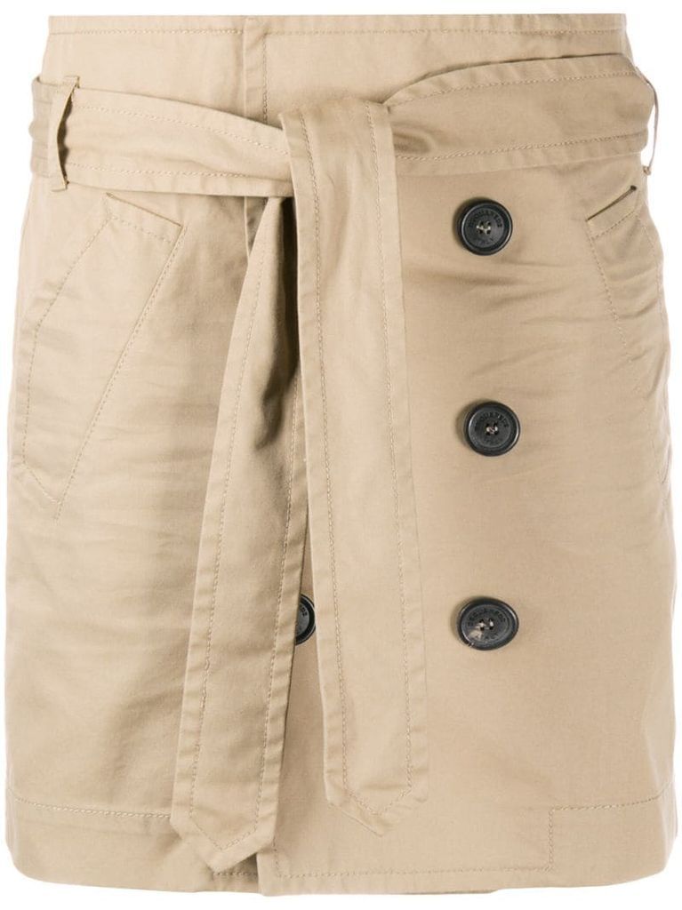 belted trench mini skirt