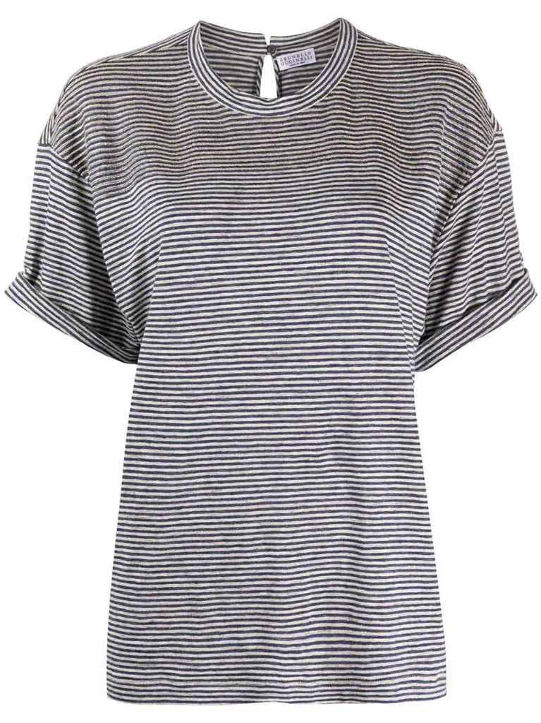monili-embellished striped T-shirt