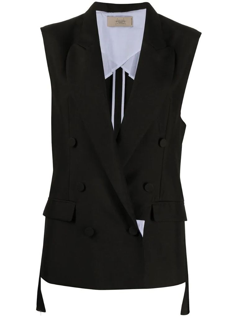 asymmetric tailored cotton gilet