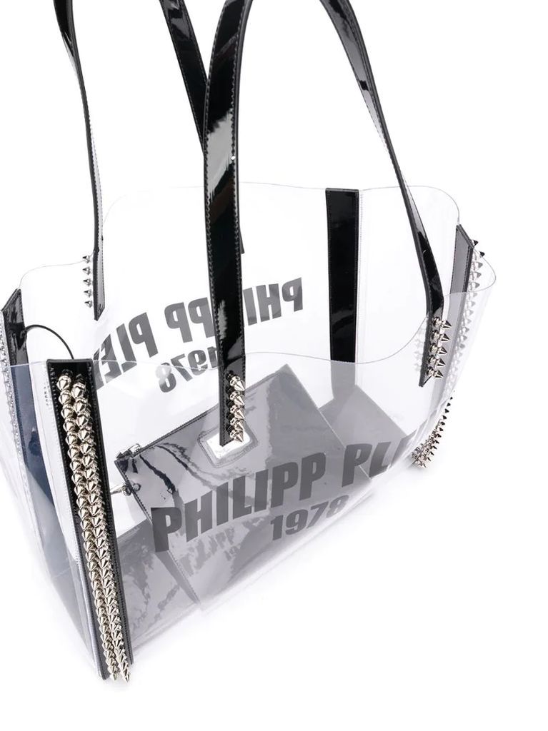 transparent spiked stud tote