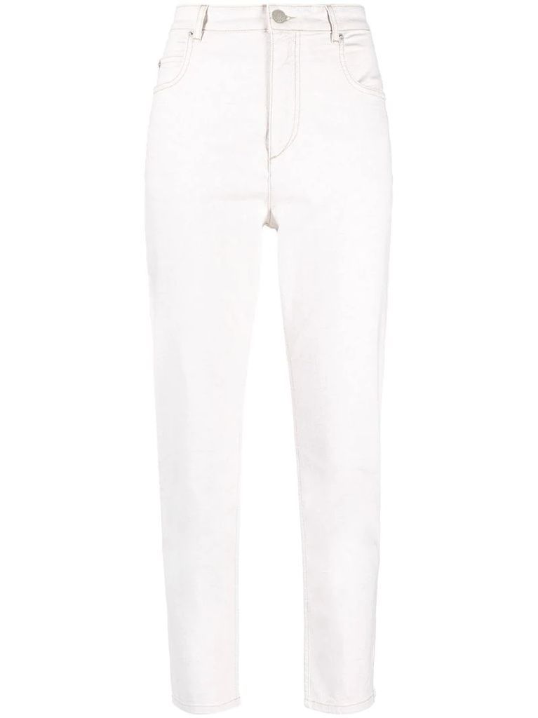 tapered cotton-blend trousers
