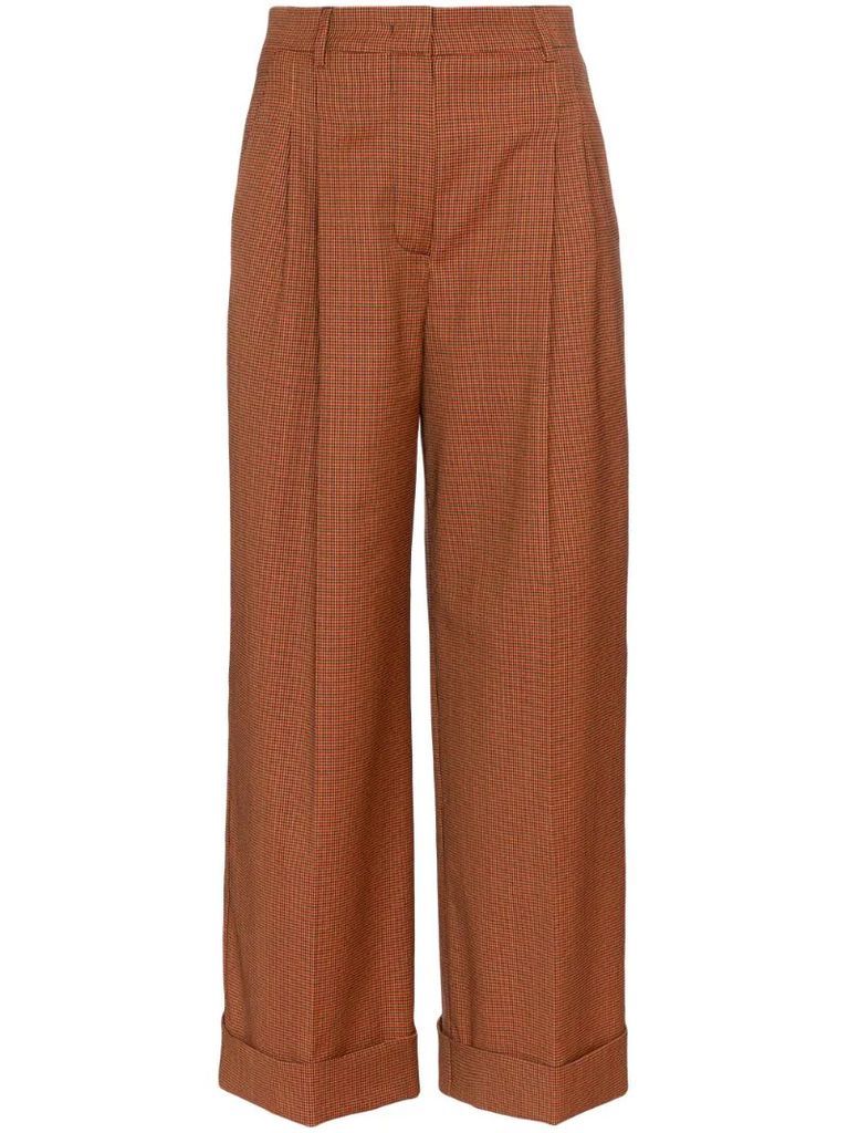 micro-houndstooth cropped trousers