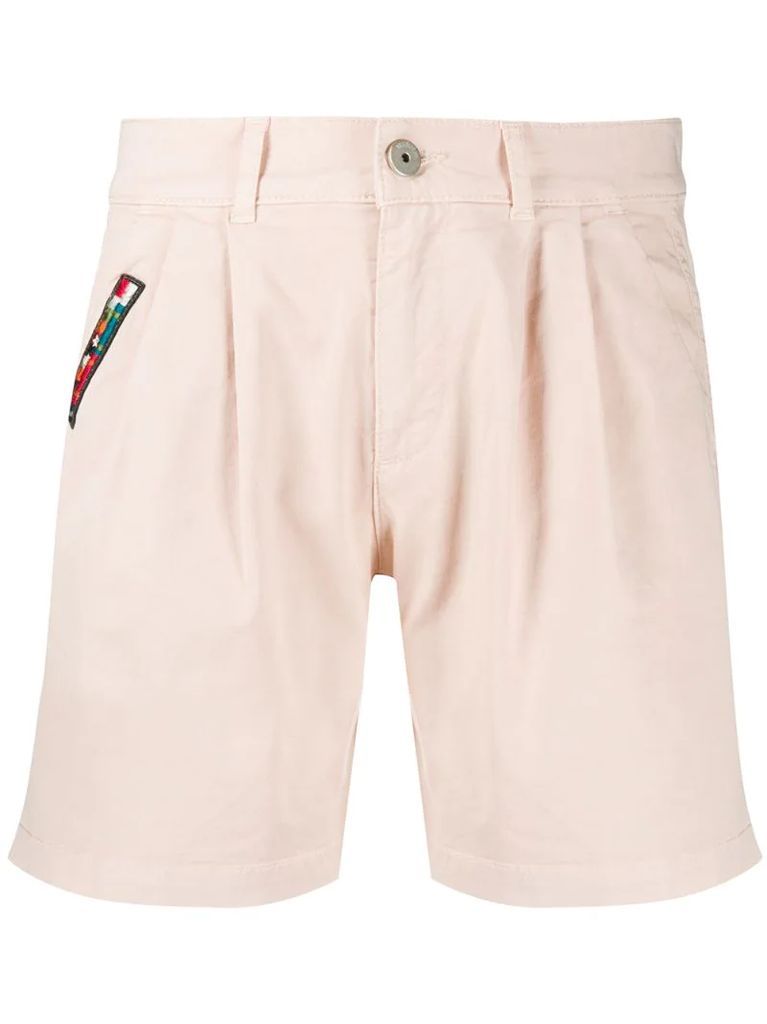 embroidered patch cotton blend bermuda shorts