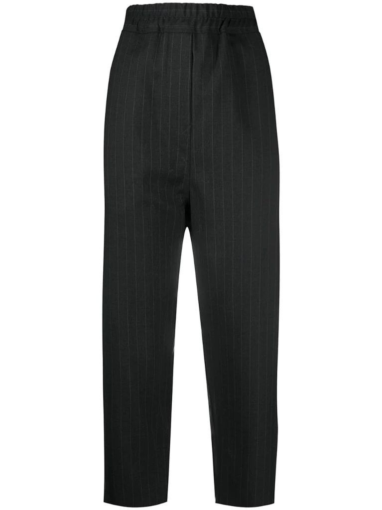 drop-crotch pinstripe trousers
