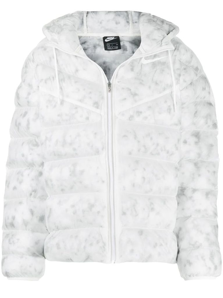 marbled-print quilted jacket