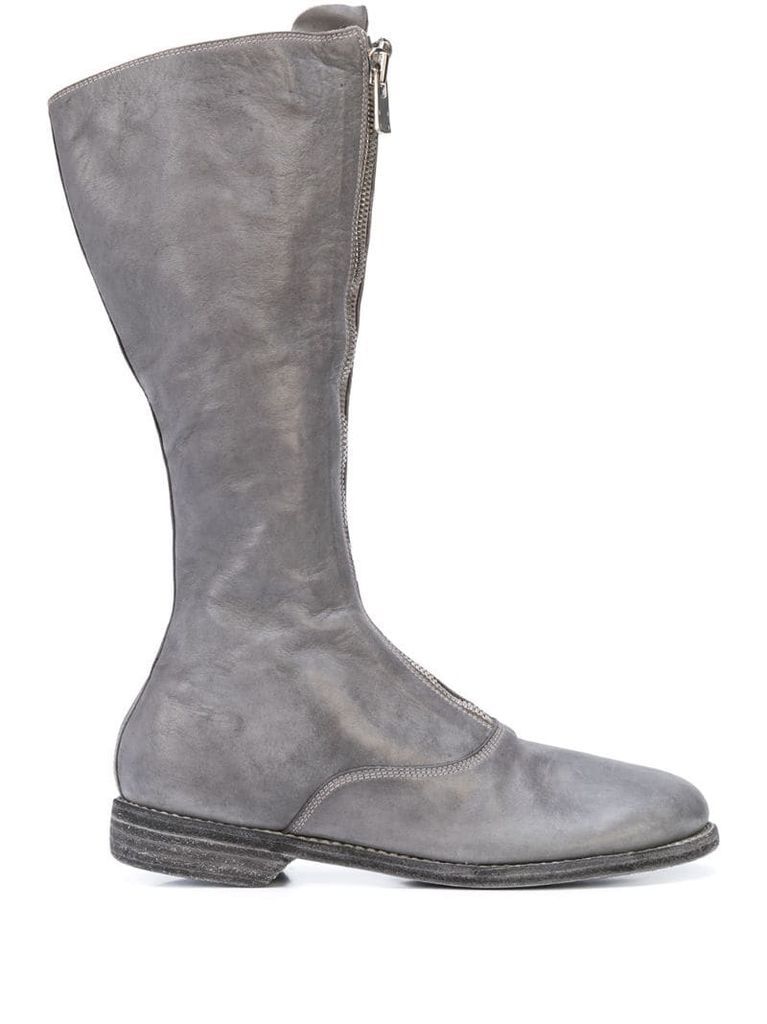 front zip mid-calf boots
