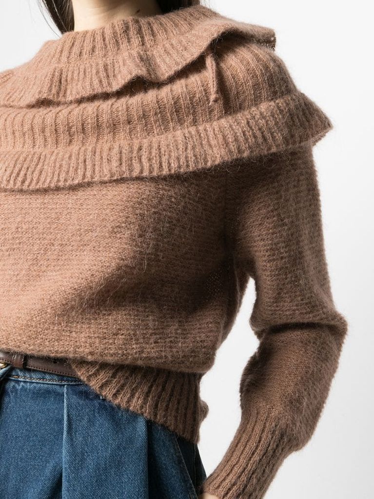 ruffle-detail knitted jumper