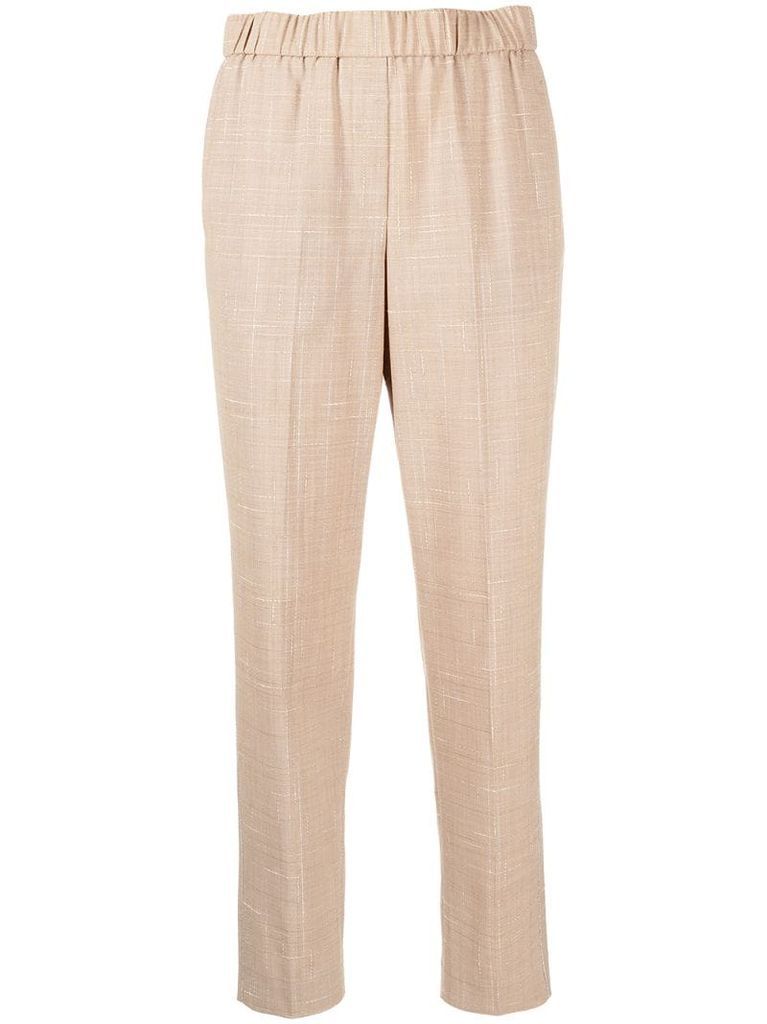 mid-rise cropped check trousers