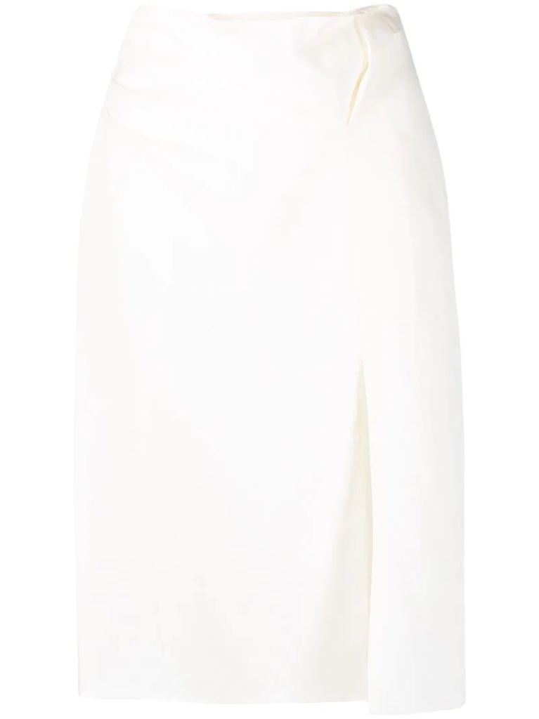 slit-detail high-waisted skirt