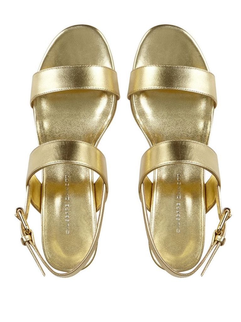 metallic strappy sandals