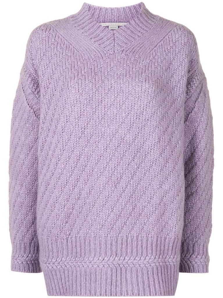oversize patterned-knit jumper