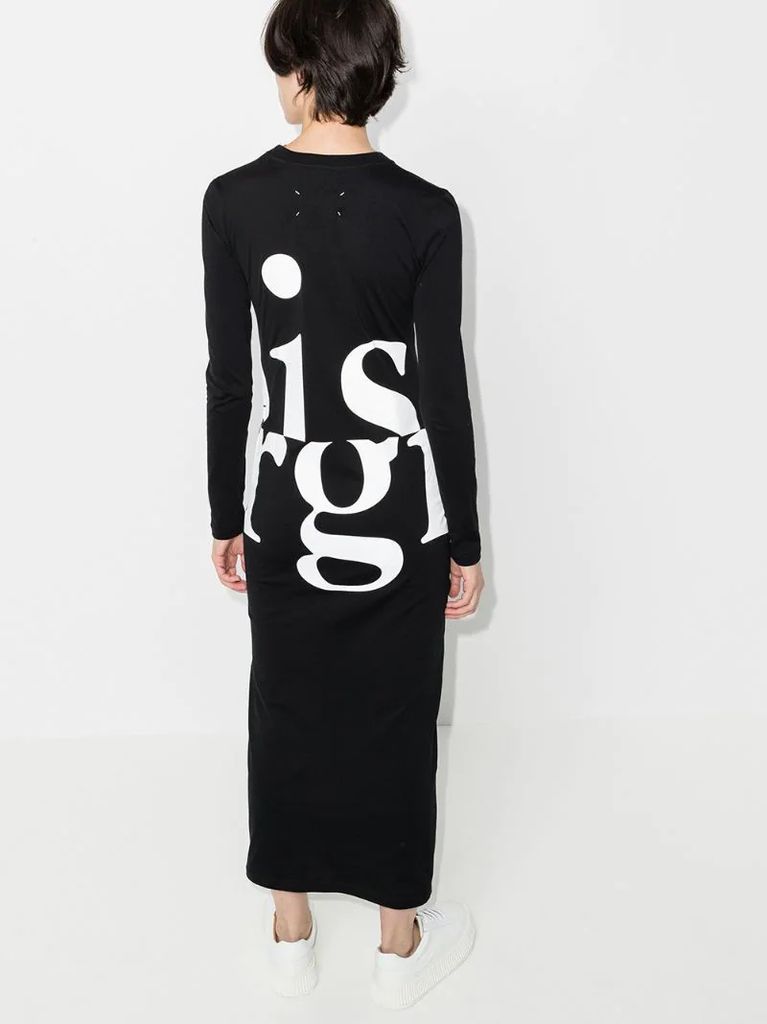 logo-print knitted midi dress