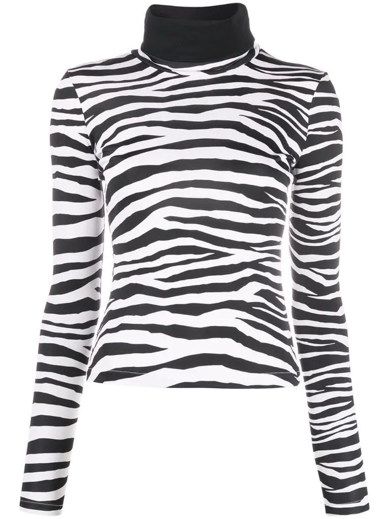 zebra-print roll neck sweatshirt