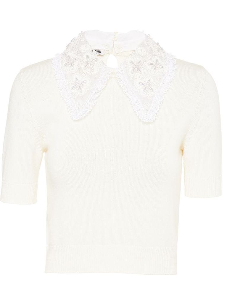 lace collar knitted top