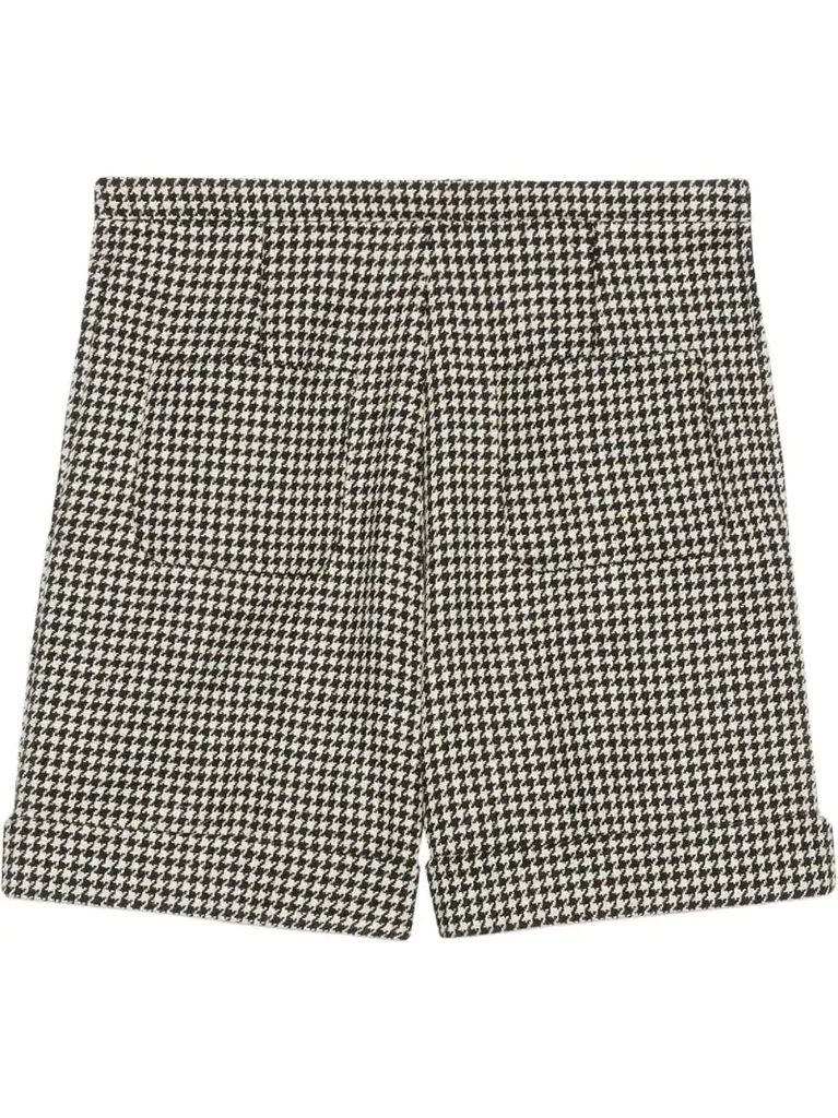 houndstooth wool shorts