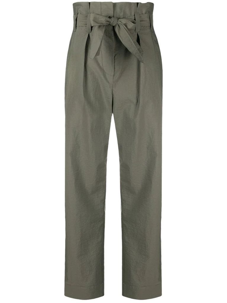 paperbag-waist khaki trousers