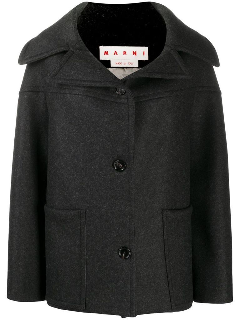 spread-neck wool coat