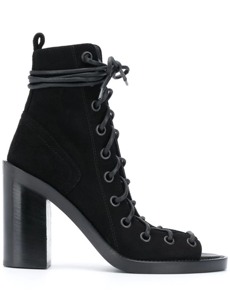 lace-up open-toe boots