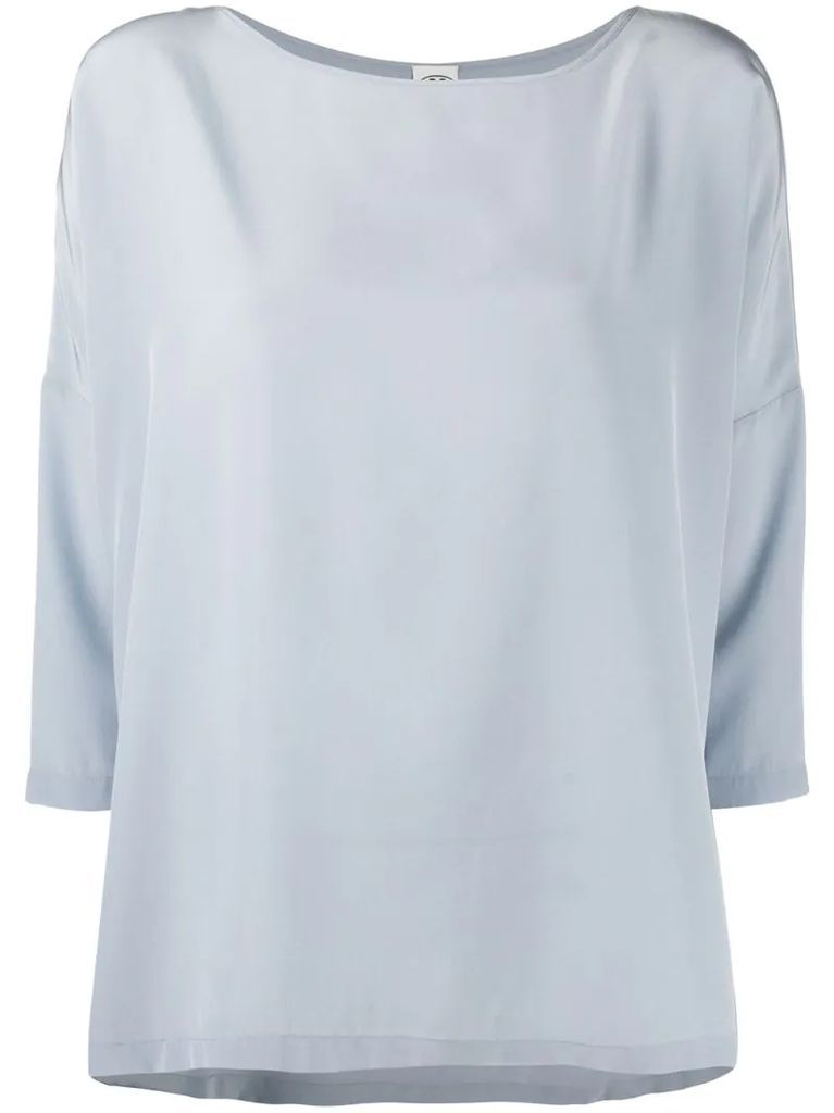 cropped sleeve silk T-shirt