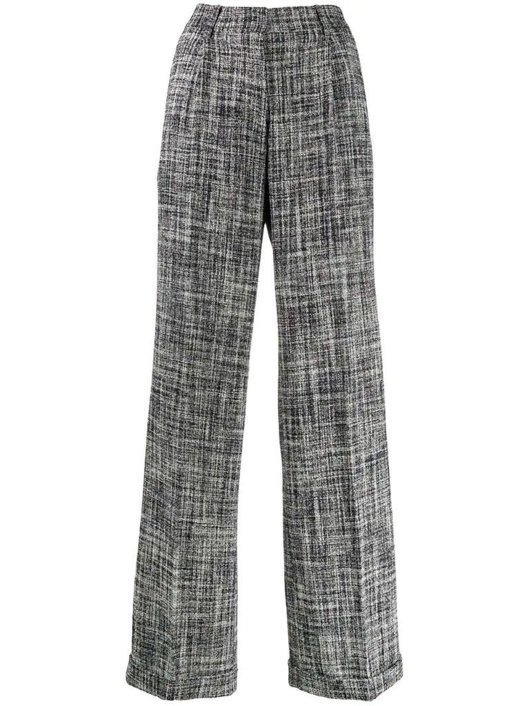 tweed wide-leg trousers