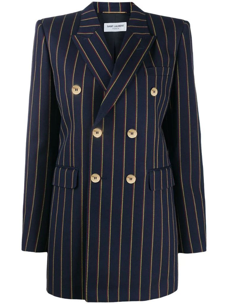 striped double-breasted blazer
