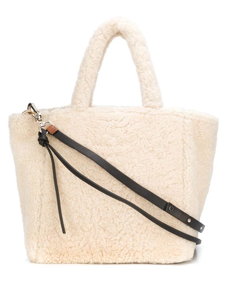 shearling tote bag