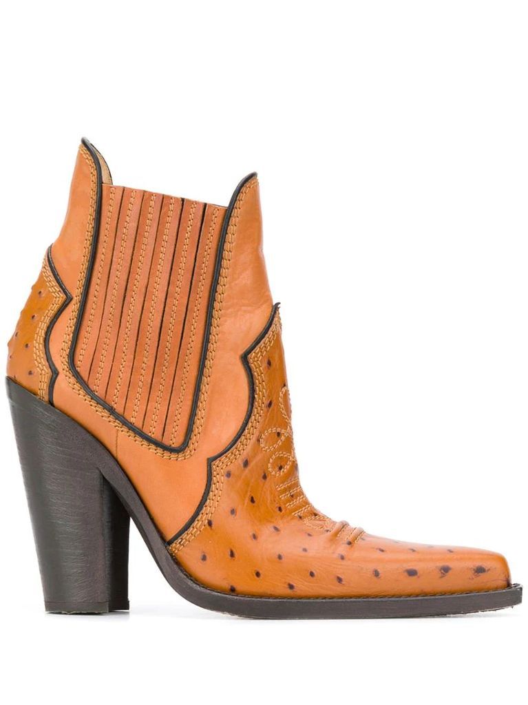ostrich-effect panelled ankle boots