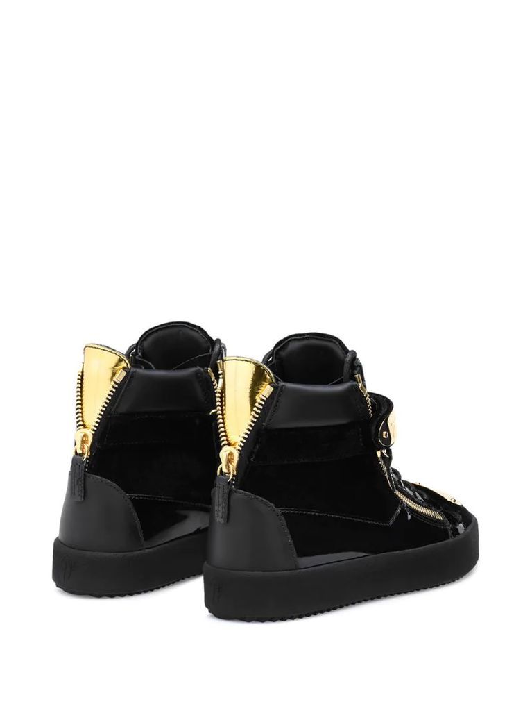 Coby high-top velvet trainers