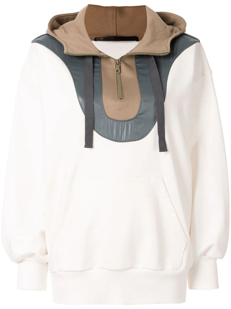 colour block half-zip hoodie