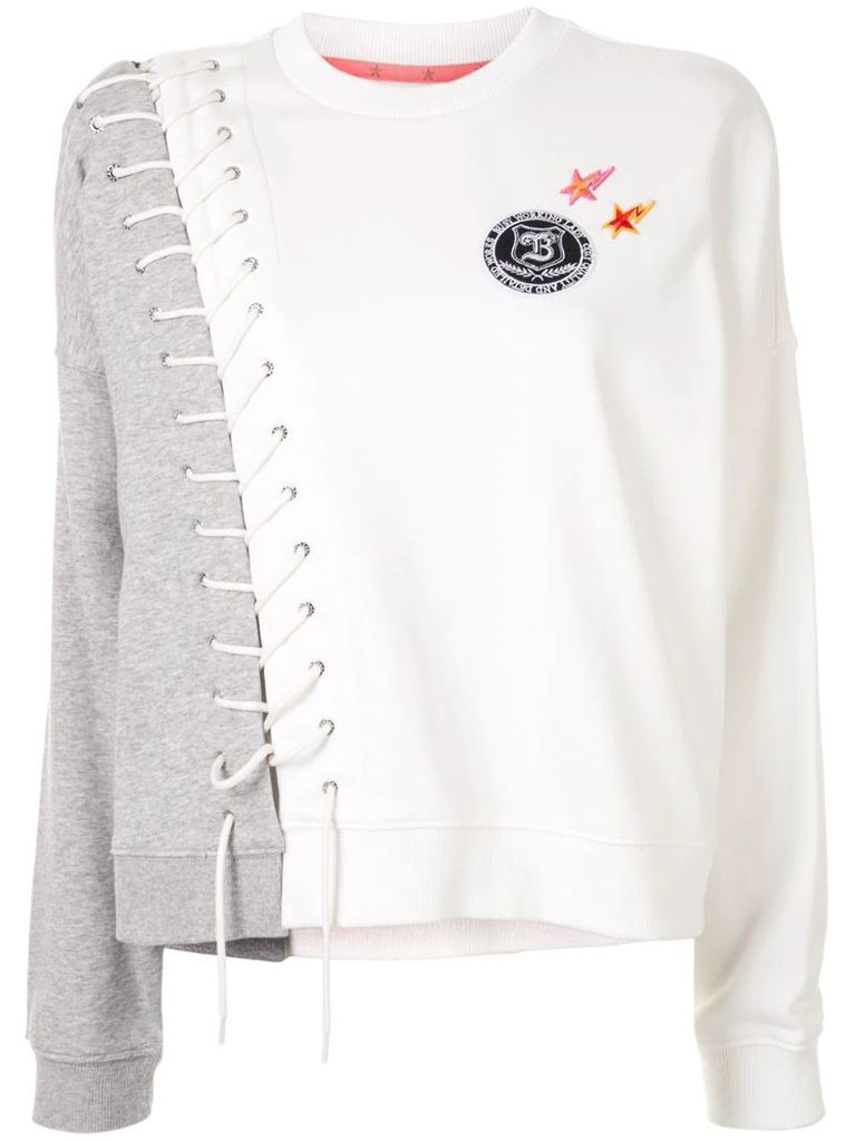 laced colour-block sweatshirt