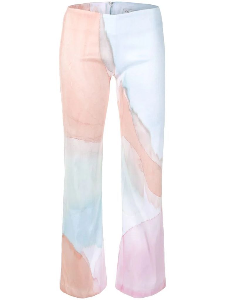 abstract-print cropped trousers