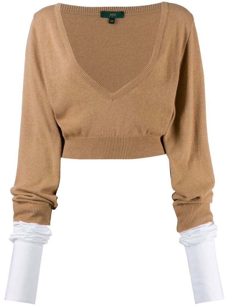 cropped long-sleeve jumper