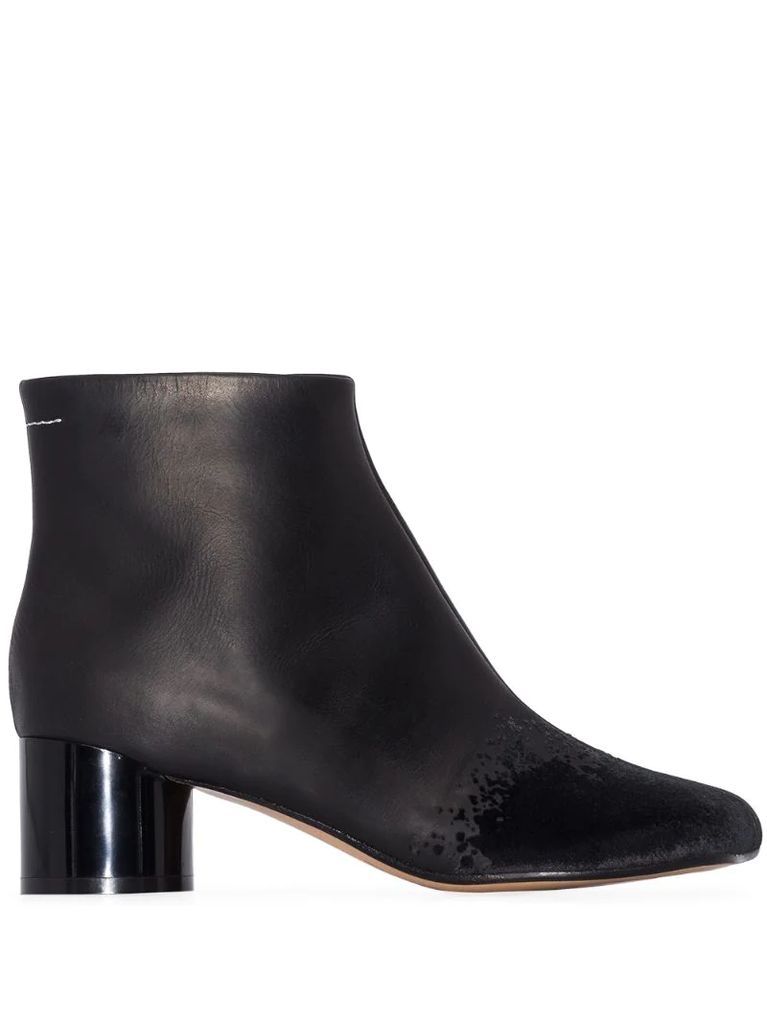 velvet-detail 55mm ankle boots