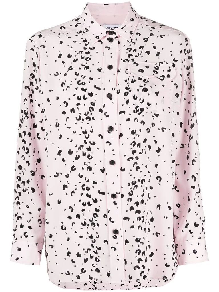 long-sleeve leopard-print blouse