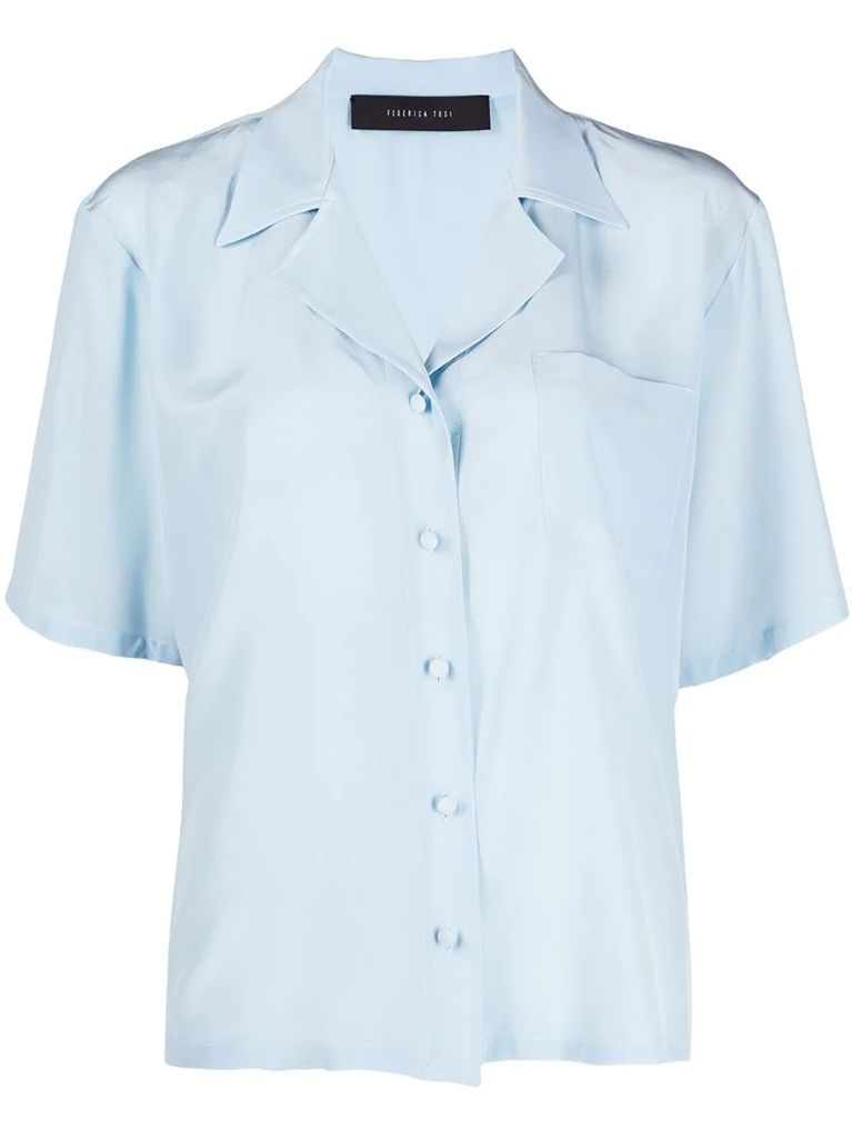 chest pocket silk shirt