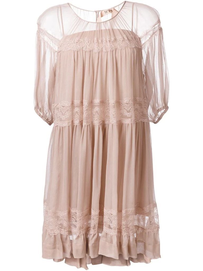 lace detail pleated dress