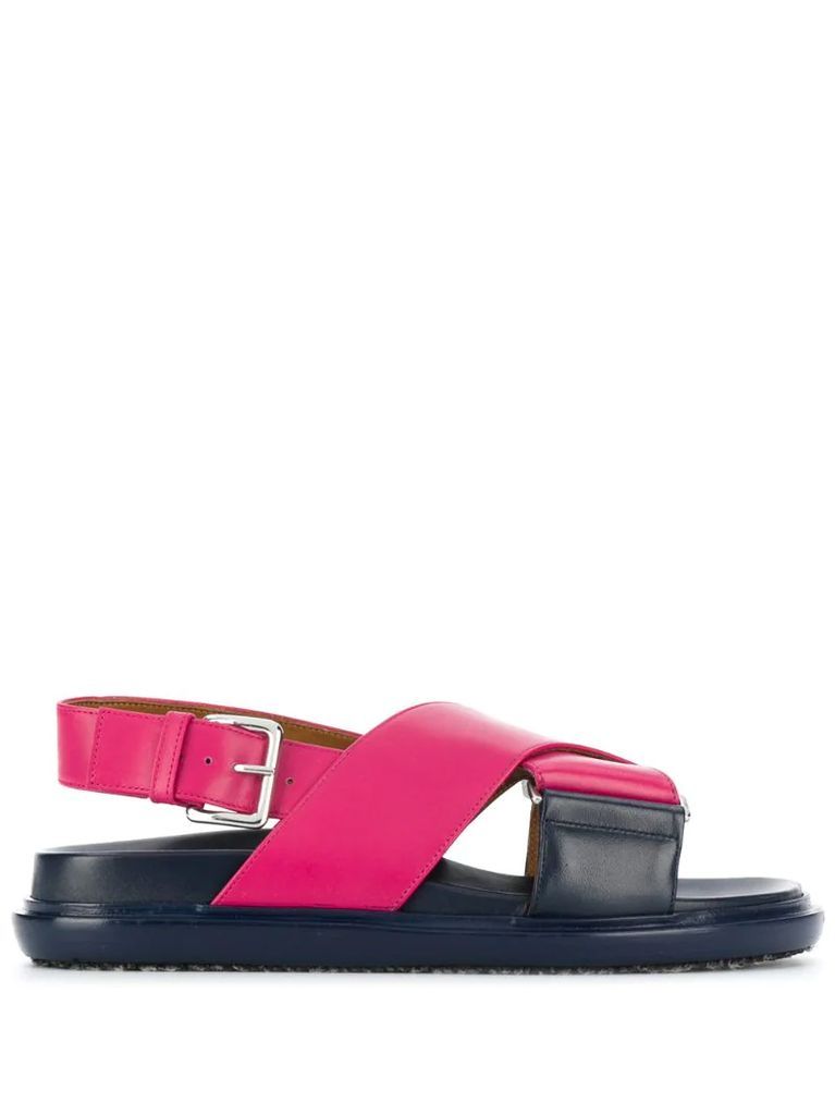 cross-strap leather sandals