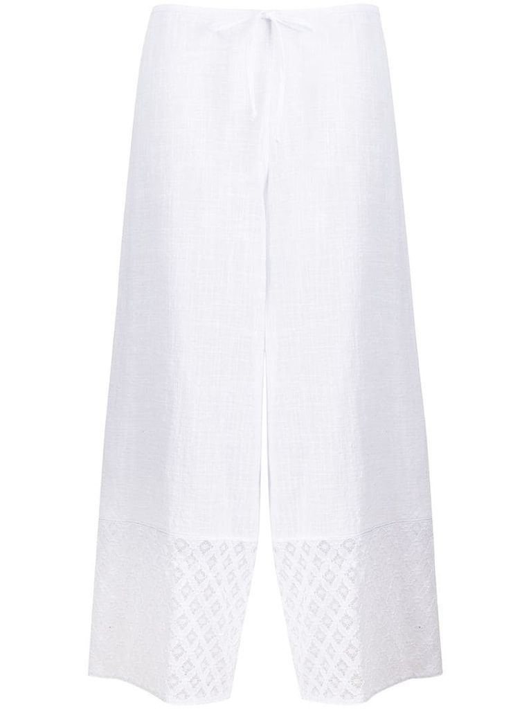 broderie anglaise trim cropped trousers