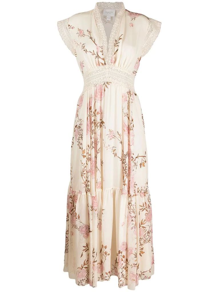 floral-print silk dress