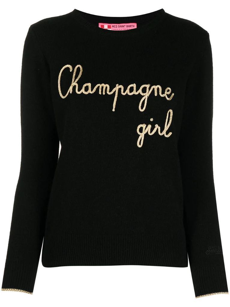 Champagne Girl embroidered jumper
