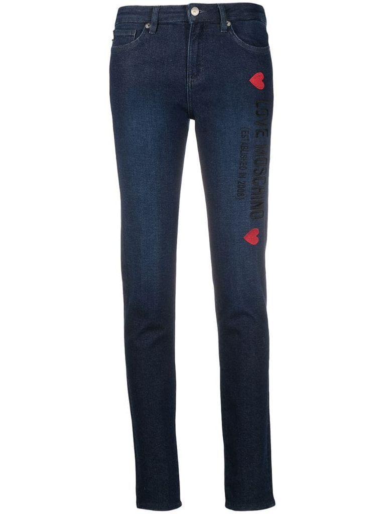 embroidered logo skinny jeans