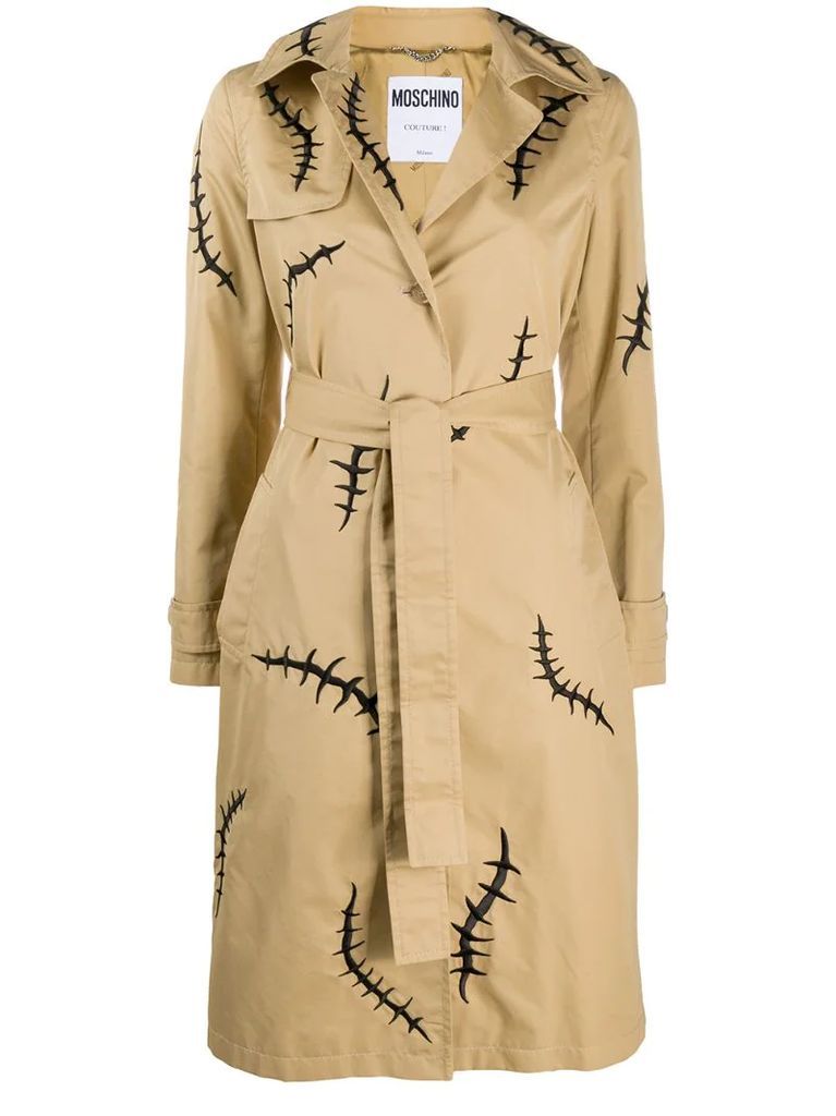 scar-print trench coat